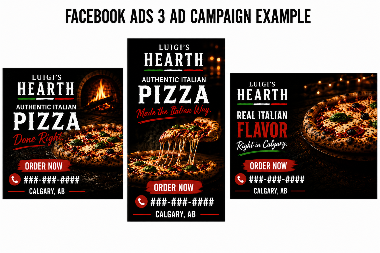 Luigi's Hearth 3-ad campaign example